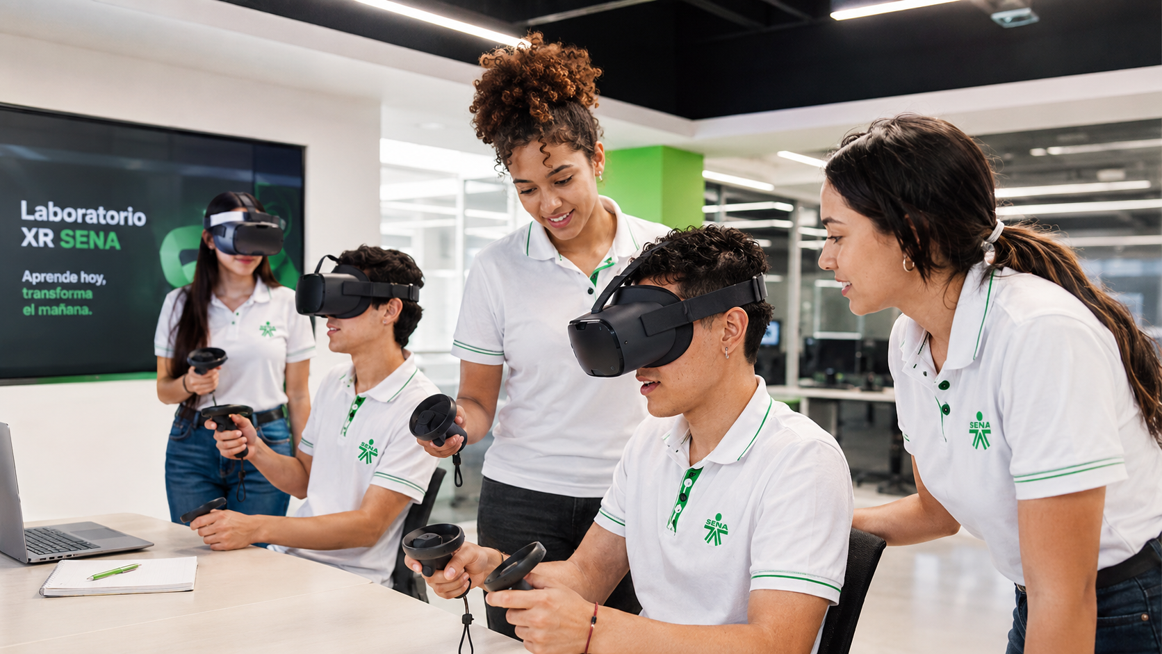 Aprendices del SENA participando en experiencias de realidad extendida